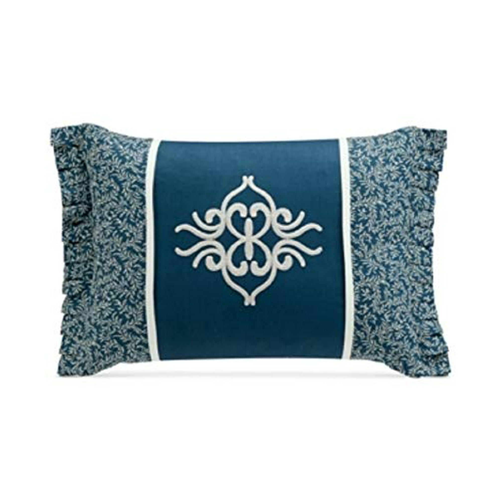 Savannah Home Cotton Throw Pillows Cushion Covers for Sofa Bedding Throw Chenille Blue 13 x 18 Embroidered Decorative Pillow Blue 
